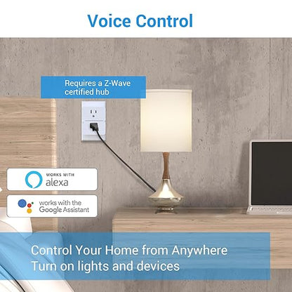 New One Zwave Plug, 800 Series Zwave Outlet, Bult in Zwave Repeater, Z-Wave Smart Plug, Z-Wave Hub Required, Compatible with Hubitat, SmartThings, Vera, Wink, Fibaro, Homeseer, 2GIG, Alarm