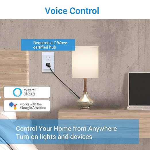 New One Zwave Plug 2 Pack, 800 Series Z-Wave Smart Plug, Zwave Outlet S2, Z Wave Extender, Z-Wave Hub Required, Compatible with Hubitat, SmartThings, Vera, Wink, Fibaro, Homeseer, 2GIG, Alarm