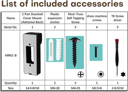 Anti-Theft Angle Adjustable Doorbell Coverd Mount Bracket for Ring Wired Doorbell Plus (Newest Model) 2K 2025 Release, Both Drill & No Drill Aavailable with Security Screws (Covered)