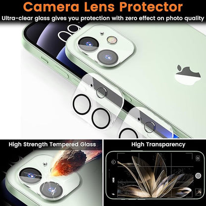 Lesakit 3+3 Pack Privacy Screen Protector for iPhone 12 6.1-Inch with 3 Pack Camera Lens Protector, Anti Spy Tempered Glass Film 9H Hardness Bubble Free Case Friendly