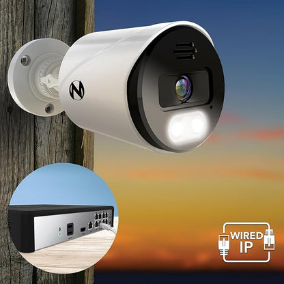 Night Owl Power Over Ethernet 12 Channel NVR Video Home Security Camera System with (4) Wired IP 4K HD Indoor/Outdoor Deterrence Cameras and 2TB Hard Drive (Add up to 4 Wi-Fi Cameras)