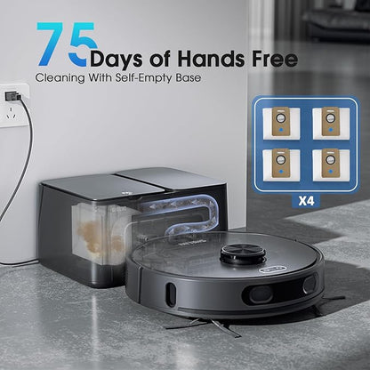 Robot Vacuum and Mop Combo, Mapping Robotic Vacuums Cleaner with 75 Days Self-Emptying, LiDAR Navigation Smart & Strong Suction, WiFi/App/Alexa/Voice Control, Quiet for Home Pet Hair Hard Floor Carpet