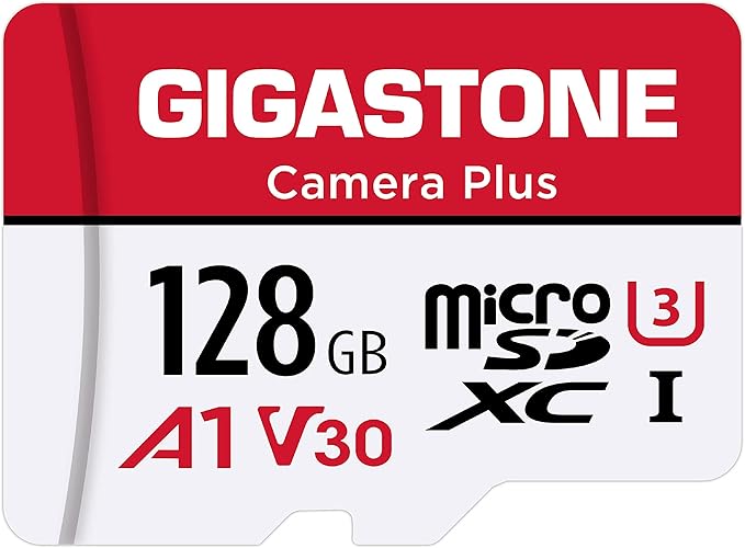 Gigastone 128GB Camera Plus Series Memory Card, Read Speed up to 100MB/s. Ideal for Full HD Video Gopro Drone Android Camera, A1 Micro SDXC Card with Mini Case and SD Adapter.