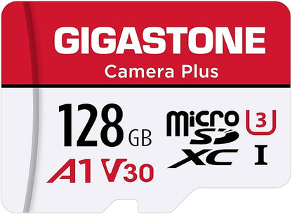 Gigastone 128GB Camera Plus Series Memory Card, Read Speed up to 100MB/s. Ideal for Full HD Video Gopro Drone Android Camera, A1 Micro SDXC Card with Mini Case and SD Adapter.