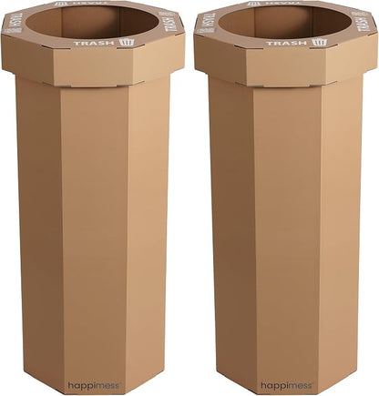 happimess Fleur 25 Gal Trash Can Bin, Brown, Set of 2