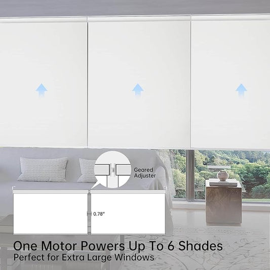 Motorized Coupled Shades, Falme Resistant Smart Solar Shades for Large Windows Automatic Blinds Compatible with Alexa, Electric Roller Blinds Customized for Home Office(1% Openness White)