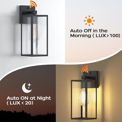 WIHTU 13in Dusk to Dawn Outdoor Lighting Fixtures, Exterior Front Porch Light, Black Sensor Wall Sconce Lamp, Waterproof Wall Lantern, Anti Rust Outside Coach Lights for House, Doorway, Garage