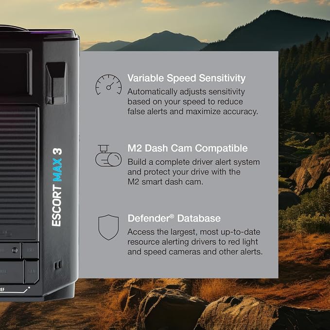 Escort MAX 3 Laser Radar Detector, Bluetooth Connectivity, Premium Range