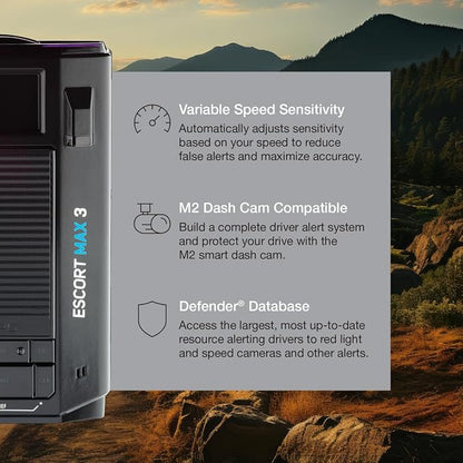 Escort MAX 3 Laser Radar Detector, Bluetooth Connectivity, Premium Range