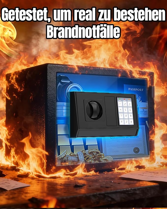 [𝟐𝟎𝟐𝟔 𝟑𝟓-𝐌𝐢𝐧 𝟏𝟕𝟎𝟎°𝐅] Fireproof Safe for Home, Money Safe for Cash, 𝟐𝟐𝐋𝐛𝐬 Heavy Duty Fire Proof safes for Home Use, Wall Mounted Jewelry Safes with Sensor LED Light and Alarm System