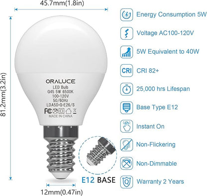 ORALUCE 丨 Bundle - A15 e12 Base Lightbulbs Daylight White 5000K (Pack of 6) & Smart LED Bulb A19 Wi-Fi and Bluetooth (Pack of 4)