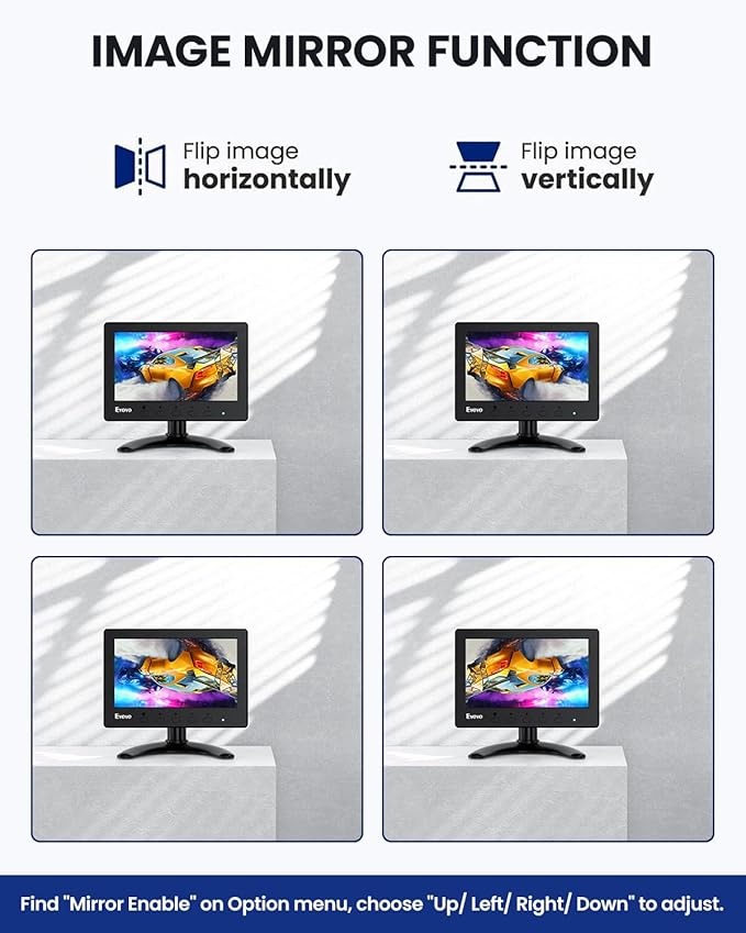 Eyoyo Mini Monitor 7 Inch Small HDMI Monitor 1024x600 IPS Screen Display HDMI AV VGA BNC USB Input for NVR CCTV Security Camera Computer PC Laptop Video Switcher Raspbery Pi