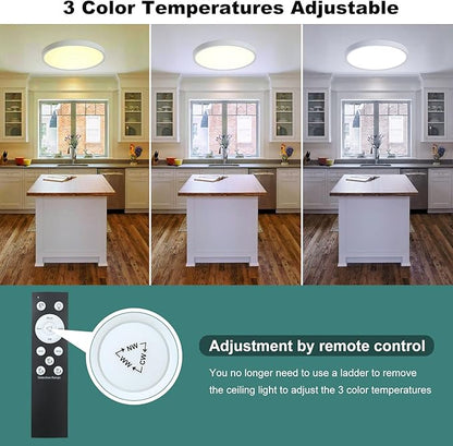 2 Pack ZSYUBO 12 Inch Motion Sensor Ceiling Light Wired,24w Flush Mount Light Fixture Round, Motion Sensor Light Indoor for Closet Hallway Porch Laundry Basement Garage Pantry, 3000k/4000k/6000k White