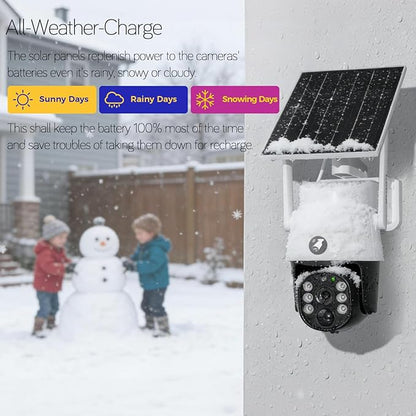 xmartO 4MP QHD Wireless PTZ Solar Security Camera, WiFi 6 5G Dual Band, Wire-Free Easy Installation, No Monthly Fee, Outdoor/Indoor Home Use, Wall/Ceiling/Tree/Pole/Corner Mount