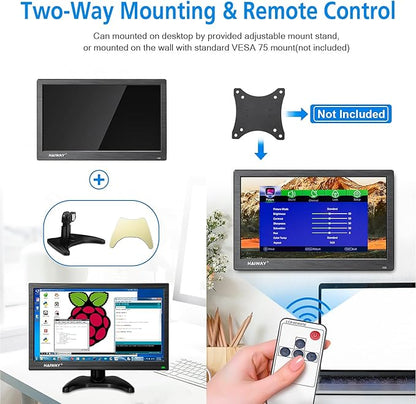 Haiway 15.6 inch Small Computer Monitor, High Resolution 1920x1080P Small hdmi Monitor with HDMI/VGA/BNC/AV/USB Port for PC, Laptop, CCTV Security Monitors with Remote Control, Built-in Speakers