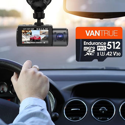 Vantrue 512GB microSDXC UHS-I U3 4K UHD Video High Speed Transfer Monitoring SD Card with Adapter for Dash Cams, Body Cams, Action Camera, Surveillance & Security Cams