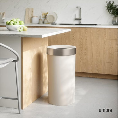 Umbra Vento Kitchen Trash Can with Open Top, Large 16-Gallon (62 L) Capacity, Sand,Polypropylene
