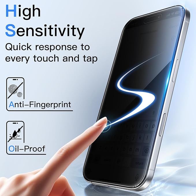 JETech 360 Degree Privacy Screen Protector for iPhone 16 Pro 6.3-Inch, 4-Way Anti-Spy Tempered Glass Film with Easy Installation Tool, 2-Pack