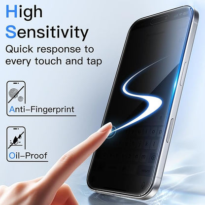 JETech 360 Degree Privacy Screen Protector for iPhone 16 Pro 6.3-Inch, 4-Way Anti-Spy Tempered Glass Film with Easy Installation Tool, 2-Pack