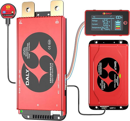 DALY BMS Balance 12V 150A Display - Smart 1A Active Balance BMS 4S with 3 Inch LCD Screen WiFi Bluetooth Module Supports RS485 CAN for RV Trolling Motor Battery Portable Power Station