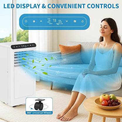 GarveeLife Portable Air Conditioners, 8,000 BTU for Rooms up to 350 Sq.Ft., Smart Compact AC Unit with Cooling, Dehumidifier, Fan, Remote Control and Window Kit, White