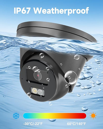 Anpviz 4K PoE IP Camera Outdoor, 8MP Wired Turret Security Camera, Human Vehicle Detection, 2.8mm Lens, Smart Color Night Vision, Full Metal, Built-in Mic, IP67 Waterproof, Black, IPC-D3083BD-S-N