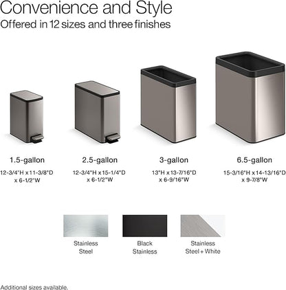 Kohler K-31313-BST 12-Liter Open-Top Trash Can, Black Stainless Steel