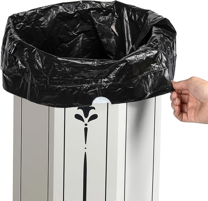 happimess Fleur 25 Gal Trash Can Bin, Bridal Ivory, Set of 2