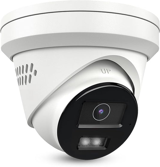 4K 8MP Turret POE IP Camera Outdoor Compatible with Ⲏіkconnect/ iVMS4200/ Guarding Vision, Smart IR and White Light Night Vision, Metal Casing Waterproof IP67, Support 512Gb SD Card(NOT Included)