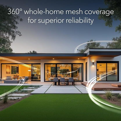 NETGEAR Orbi 370 Series Dual-Band WiFi 7 Mesh System for Home (RBE374) - Wireless Router (no Modem) + 3 Extenders, Security Features, 5 Gbps, Covers 8,000 sq.ft., 70 Devices, 2.5GB Port, BE5000
