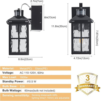 Porch Light with GFCI Outlet with Remote, Dusk to Dawn Outdoor Lighting with Outlet, Upgraded 4 Lighting Modes Motion Sensor Outdoor Lights, Waterproof Outside Lights for House Patio Garage Front Door