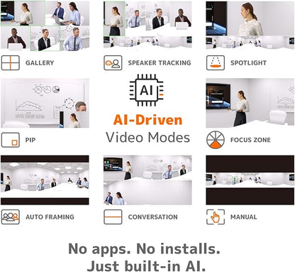 Innex Omni AI Built-in 4K 360 All-in-one Video Conference Camera, Multiple AI Mode, 4 mics and 2 Speakers, Speaker and Body Tracking, USB Plug and Play, Conference Room, for Zoom, Microsoft Teams
