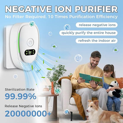 Air Ionizers for Home, Negative Ion Air Purifier - Ultra Quiet Plug In Air Freshener for Bedroom Office Kitchen Basement - Portable Mini Air Cleaner (Oval, 6 PCS)