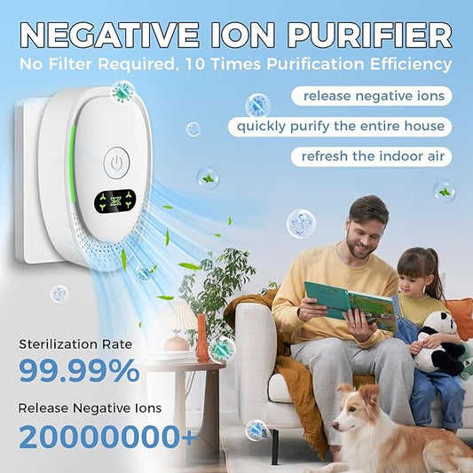 Air Ionizers for Home, Negative Ion Air Purifier - Ultra Quiet Plug In Air Freshener for Bedroom Office Kitchen Basement - Portable Mini Air Cleaner (Oval, 6 PCS)