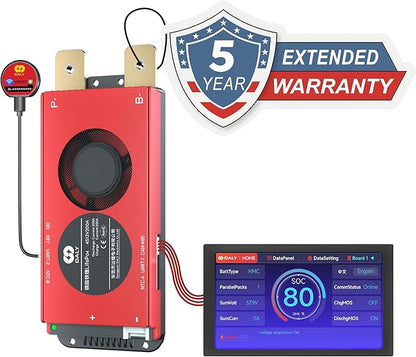 DALY BMS 12V 4S 200A Display - Smart BMS with 4.3 Inch LCD Touch Screen WiFi Bluetooth Module Supports RS485 CAN for 12V LiFePO4 RV Campers Boating Overlanding Home Energy