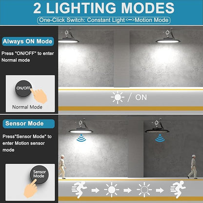 Lightdot 150W Smart LED High Bay Shop Light 5000K 22500LM (Eqv. to 600W HPS/MH) ETL Listed LED High Bay Light, 5000K AC100-277V Commercial UFO Lights with US Plug -8Pack 5Yrs Warranty