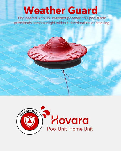 Pool Alarm for Inground & Above Ground Pools – Floating Pool Safety Alarm with 110dB Siren, Adjustable Sensitivity, Weatherproof– Covers up to 20' x 40' – Protects Kids & Pets (Red+Black)
