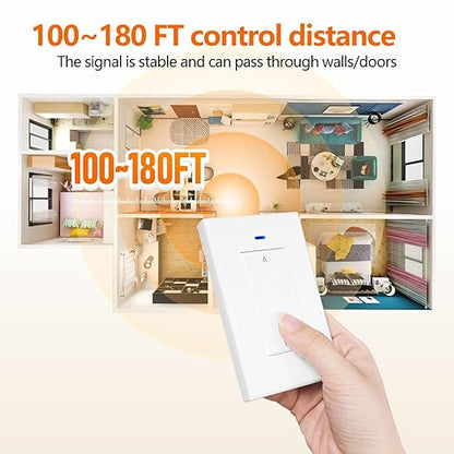 DieseRC AC 110V 120V 220V 240V Wireless Remote Control Light Switch 1500W 1 Channel 433Mhz RF Relay Receiver with 2 Transmitters Keyfob for Lamp Bulb, Easy to Install