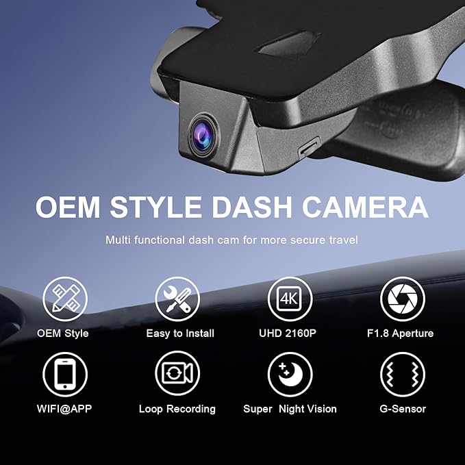 Front 4K HDR Dash Cam STARVIS 2 IMX678, Custom Fit for Toyota Tacoma 2018 2019 2020 2021 2022 2023,Limited TRD Sport Off-Road Pro SR5 SR etc, 5GHz WiFi, GPS, 64GB Card