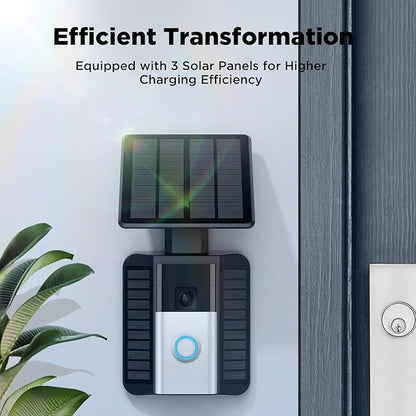 QIBOX Solar Charger Only Compatible with Battery Doorbell (USB-C Port) Waterproof Continuously Solar Panel, Adjustable Panel, Not for Micro USB or Other Plug-Type Doorbells