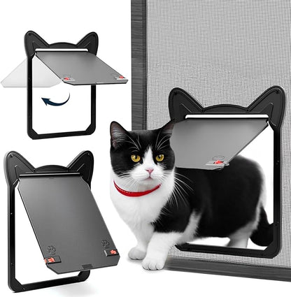 Pet Screen Door for Dogs & Cats - Heavy Duty Magnetic Lockable Flap, Inside Door 11.1x8.94inch, Easy Install for Sliding Glass/Patio Doors Screen, Scratch-Resistant & Security Latch (Size XL)