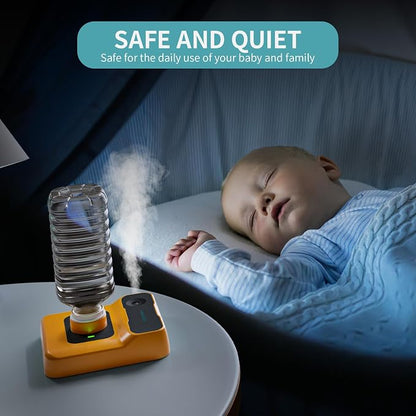 Travel Humidifier, Portable Small Humidifier for Plants, Bedroom, Office, Hotel or Car, Battery Operated Mini Cool Mist Humidifiers, Quiet 23dB, Auto-off, Night Light & BPA-Free, Orange