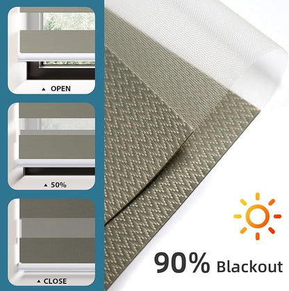 SmartWings Motorized Zebra Shades Work with HomeKit, Alexa, Google Home, 90% Blackout Light Filtering Day Night Sheer Blinds, Privacy Light Control, for Home/Office, Customized, Coffee