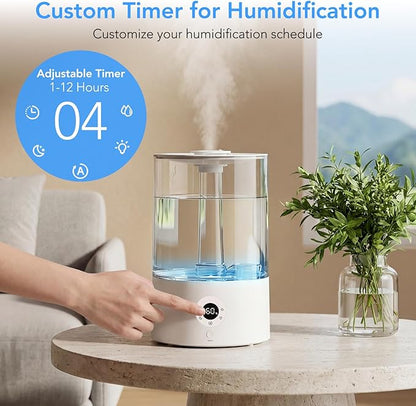 Electactic 3.8L Cool Mist Humidifier, Quiet Ultrasonic Humidifier for Bedroom, Baby Room, Home Office & Plants, 360 Nozzle, 3 Mist Levels, 7-Color Night Light