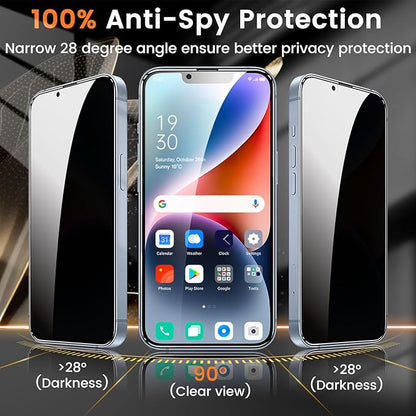 Lesakit 3+3 Pack Privacy Screen Protector for iPhone 14 6.1-Inch with 3 Pack Camera Lens Protector, Anti Spy Tempered Glass Film 9H Hardness Bubble Free Case Friendly