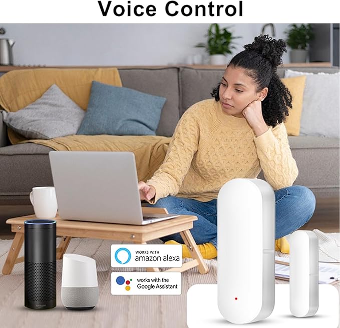 WiFi Smart Door Sensor: Door Open Contact Sensor for Home Security, Wireless Window Sensor, Secure Your Home with Instant Alerts & Smart Automation, Alexa & Google Assistant Compatible (2-Pack)