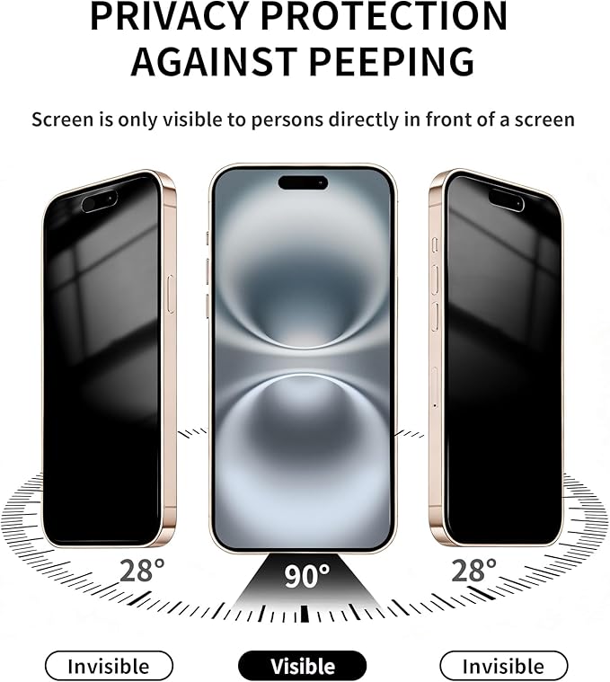 3 Pack Privacy Screen Protector for iPhone 16 Plus Tempered Glass 6.7inch Private Saver Anti-Spy Eye Protection Anti-Scratch Full Coverage