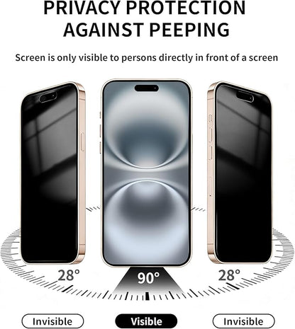 3 Pack Privacy Screen Protector for iPhone 16 Plus Tempered Glass 6.7inch Private Saver Anti-Spy Eye Protection Anti-Scratch Full Coverage