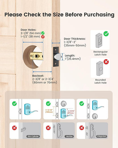 Hidalife Keypad Door Lock with Handle, Keyless Entry for Front Door, Manual Passage Mode, Matte Black 2 Pack （Not Double Sided）