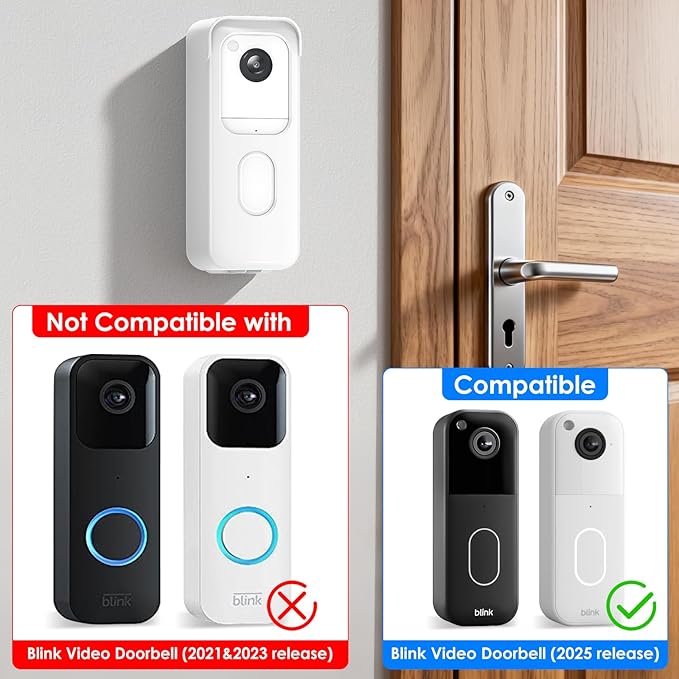 No Drill Door Mount for Blink Video Doorbell (2025 2nd Gen), Adhesive Mounting Bracket Accessories for Security System, Not for Blink Video Doorbell (2021&2023 Release), White
